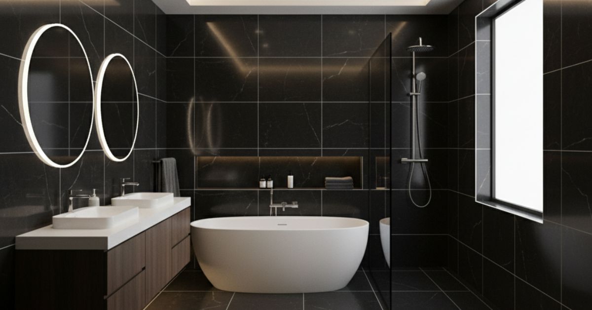 Black Bathroom Tiles: Slip-Safe Choices, Finishes & Design Ideas - TILES Paradise