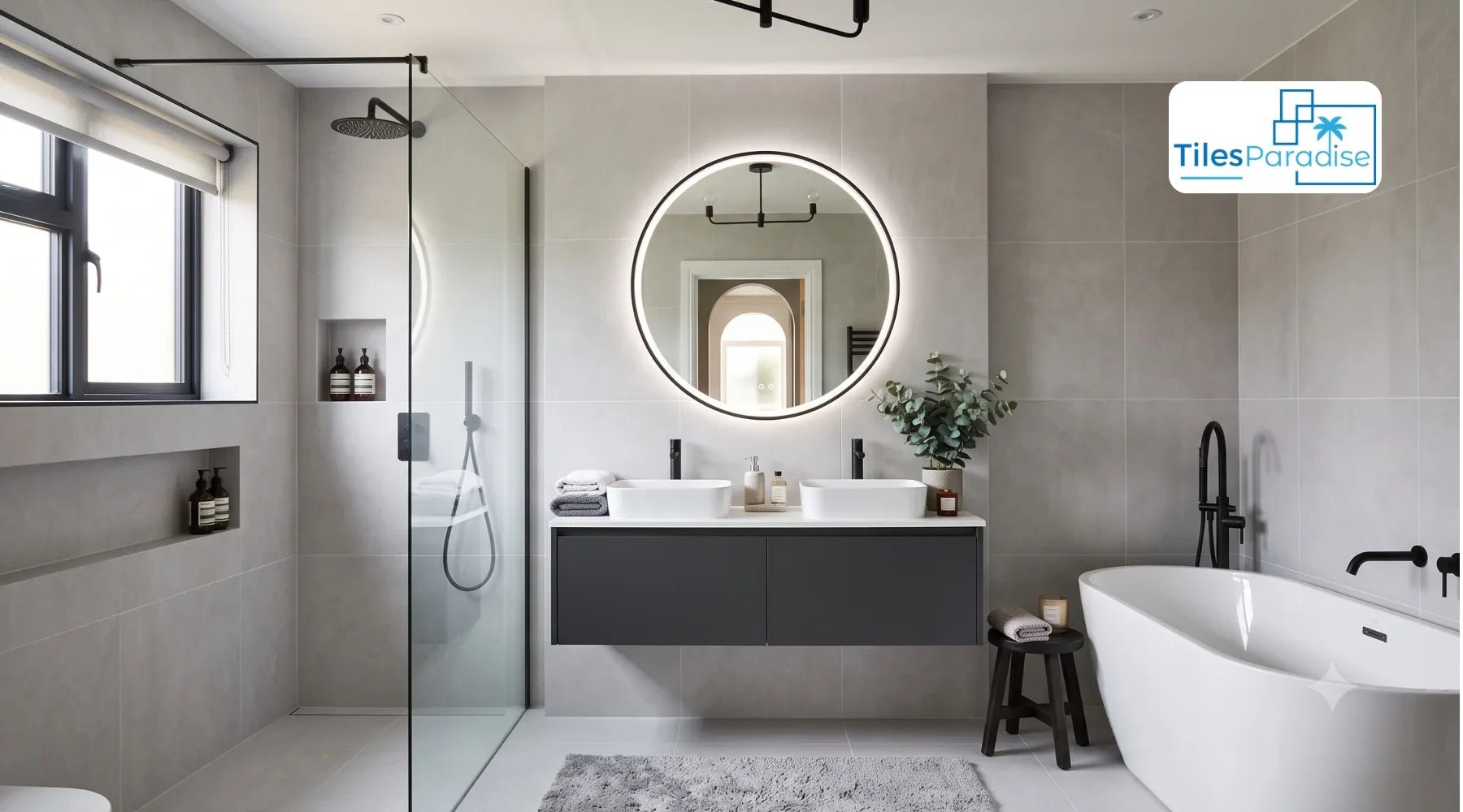 Grey Marble Effect Bathroom Floor Tiles: Slip-Resistant Matte Finishes for Modern Homes - TILES Paradise