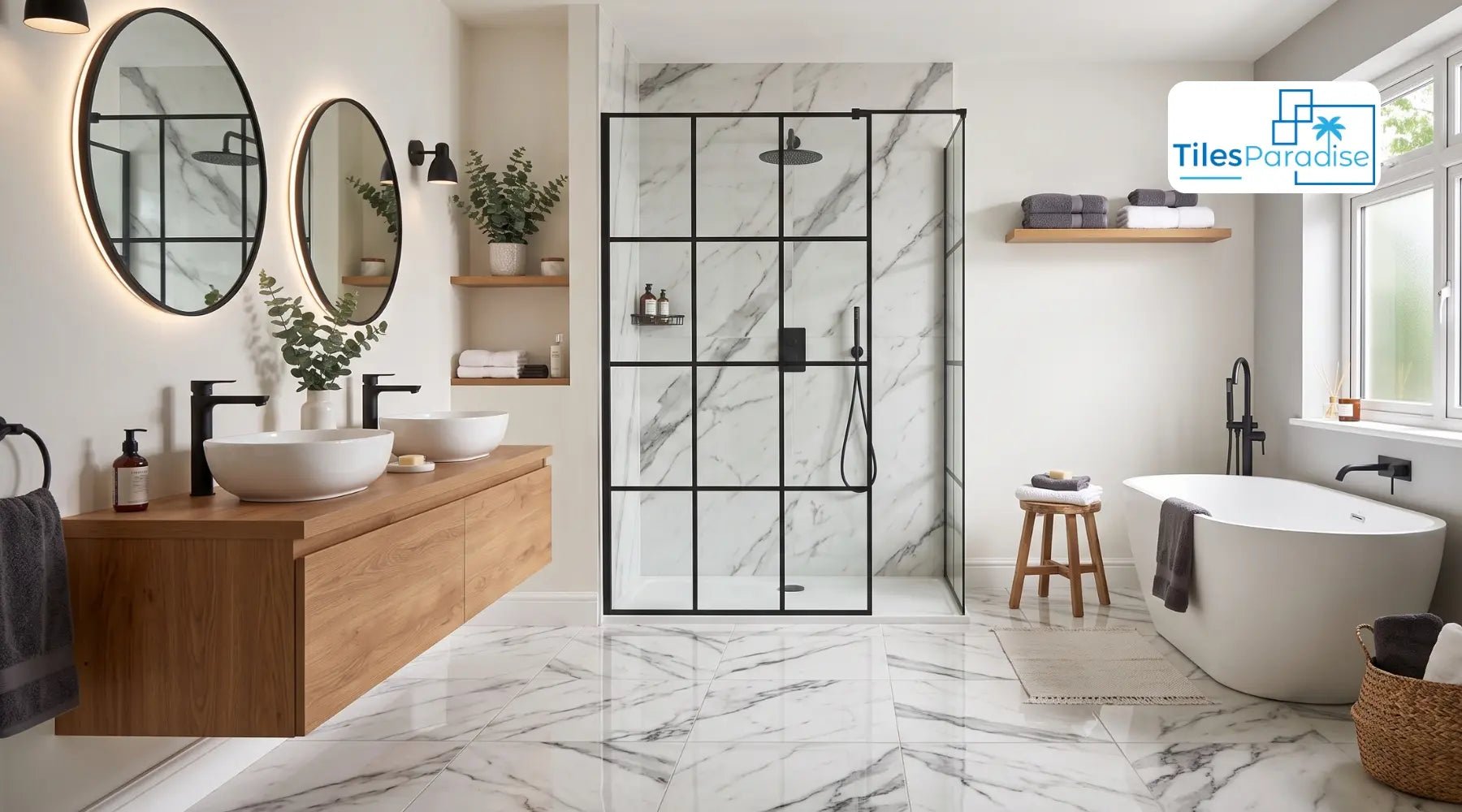 Marble Effect Tiles: Porcelain Durability, Slip-Rated Finishes & Real-Marble Veining for UK Floors and Walls - TILES Paradise