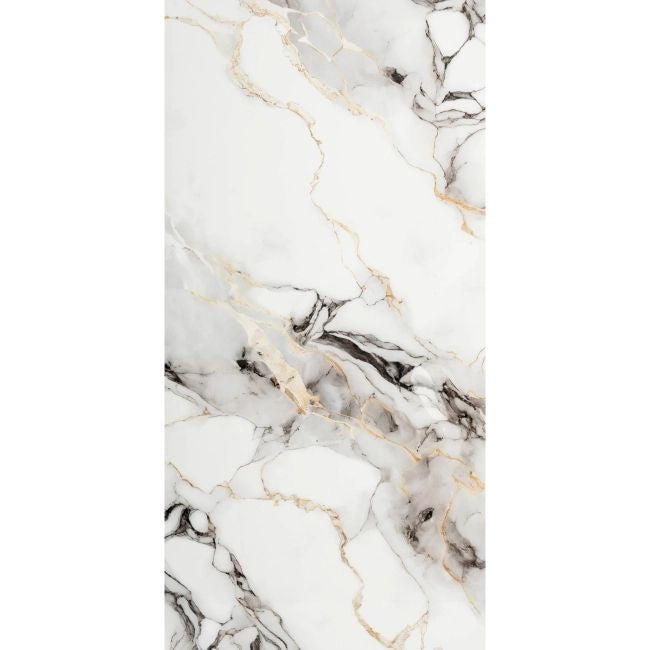 Napoli grey marble porcelain wall tiles with fine grout joints
