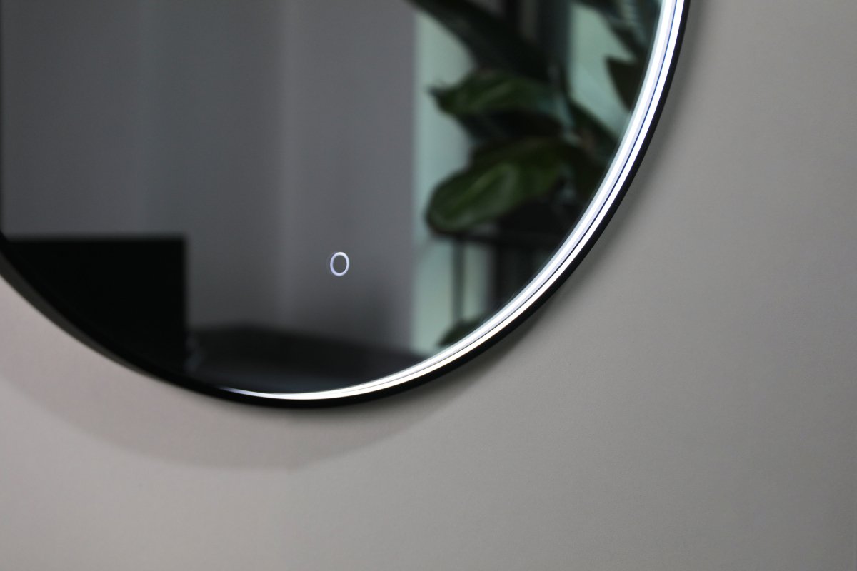 600mm Round Matt Black Illuminated Dimmable LED Bathroom Mirror – Front - Lit, Tri - Light & Anti - Fog | Lumora - TILES Paradise
