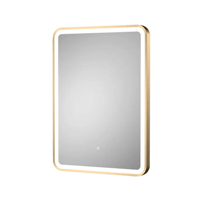 800x600mm Rectangular Brushed Gold Dimmable LED Bathroom Mirror – Portrait or Landscape, Tri-Light & Anti-Fog | Lumora - TILES Paradise