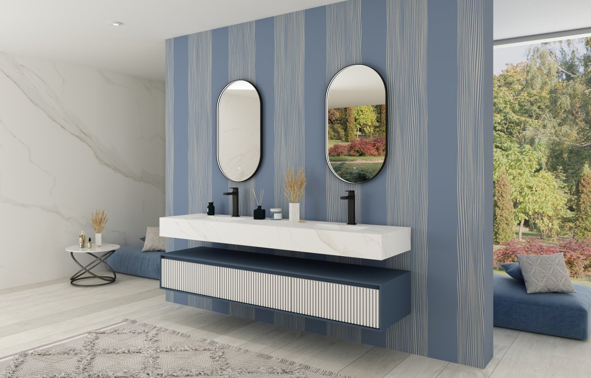 900x500mm Oval Matt Black Illuminated Dimmable LED Bathroom Mirror – Pill Mirror, Front - Lit Tri - Light & Anti - Fog | Lumora - TILES Paradise