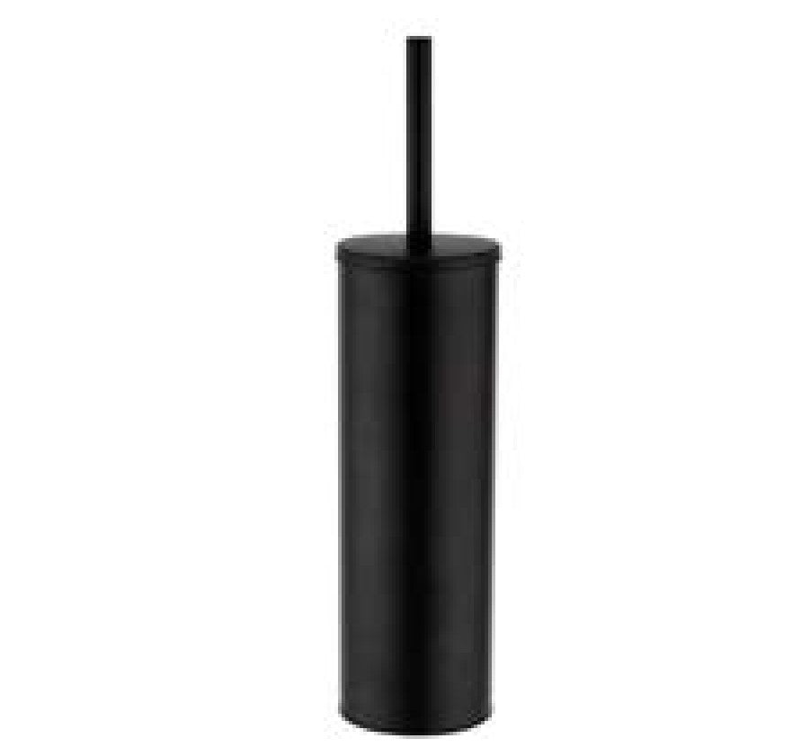 Oriana matt black round wall mounted toilet brush and holder