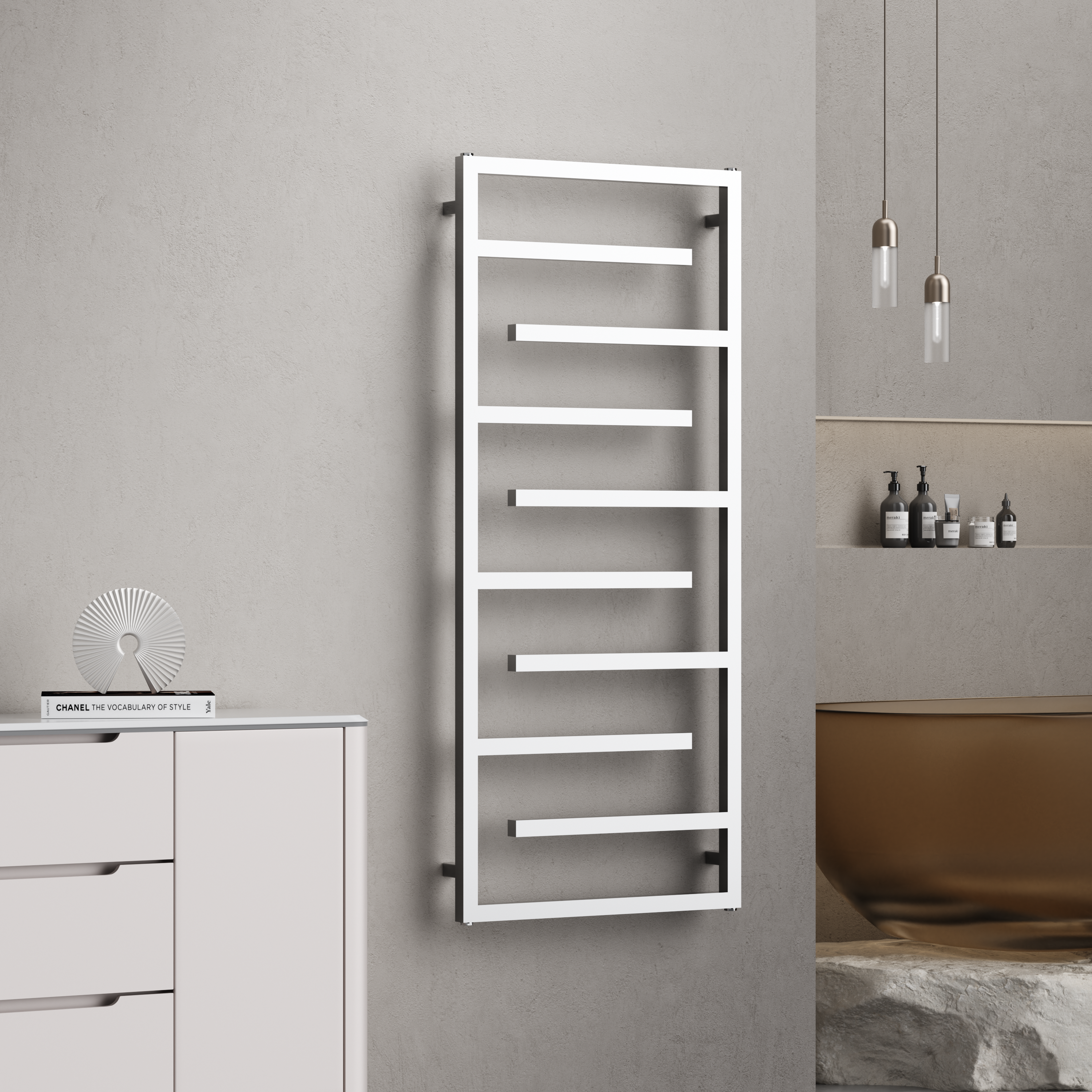 Salerno 1380x600mm Chrome Heated Towel Rail – Large 10 Bar Ladder Radiator