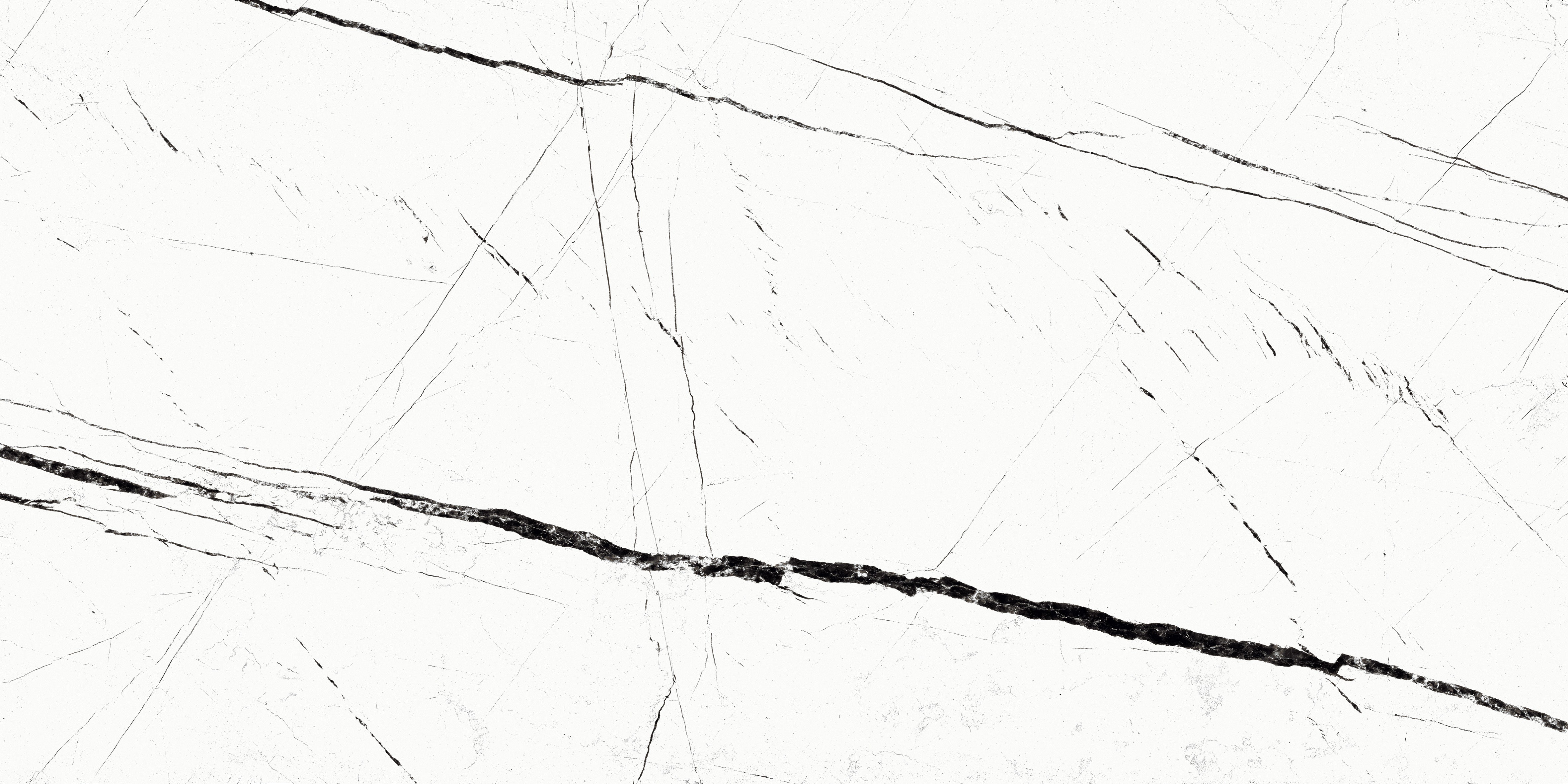 Imperio Bianco white polished porcelain tile with bold black marble veining, 60x120cm wall and floor tile