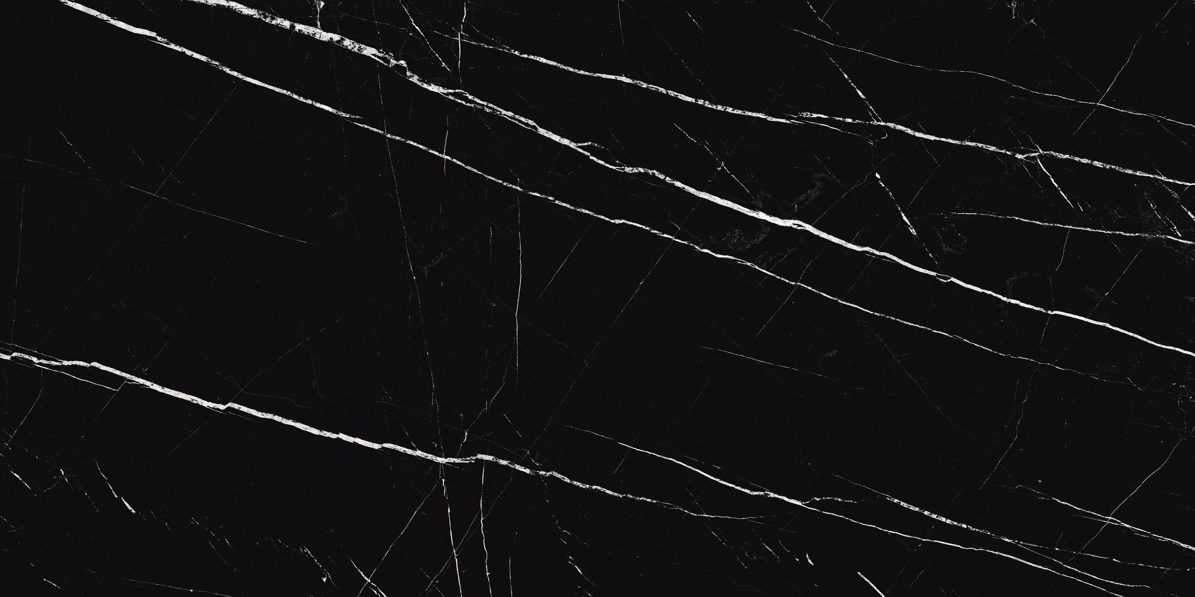 Black marble effect porcelain tile with bold white veining – Imperio Nero polished 60x120cm