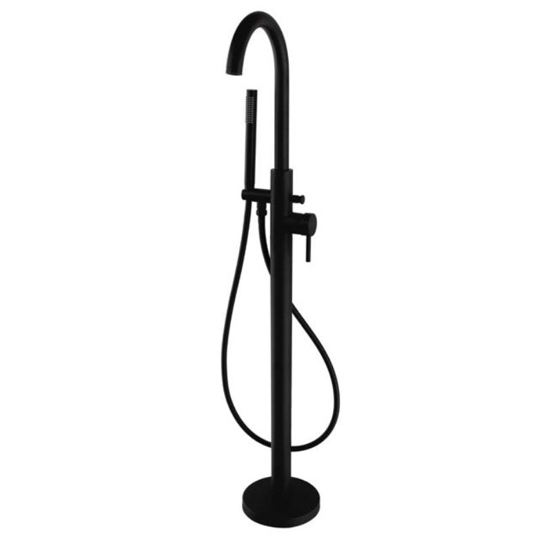 Oriana matt black round freestanding bath shower mixer tap