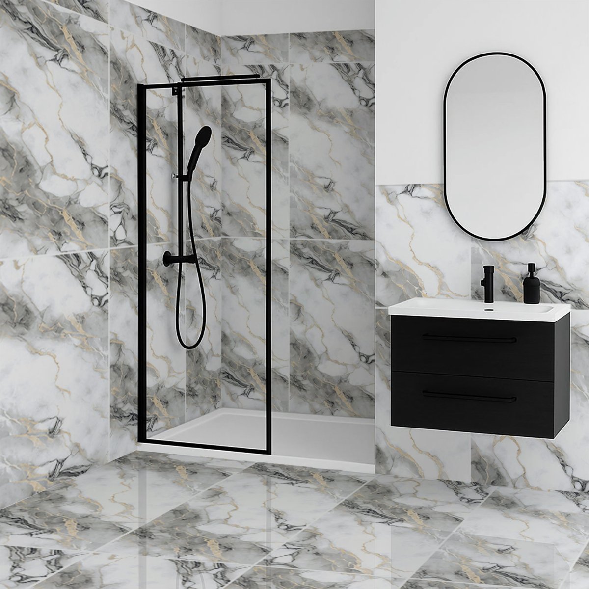 Afyon Grey Gold Polished 60x120cm Porcelain Wall and Floor Tile - TILES Paradise