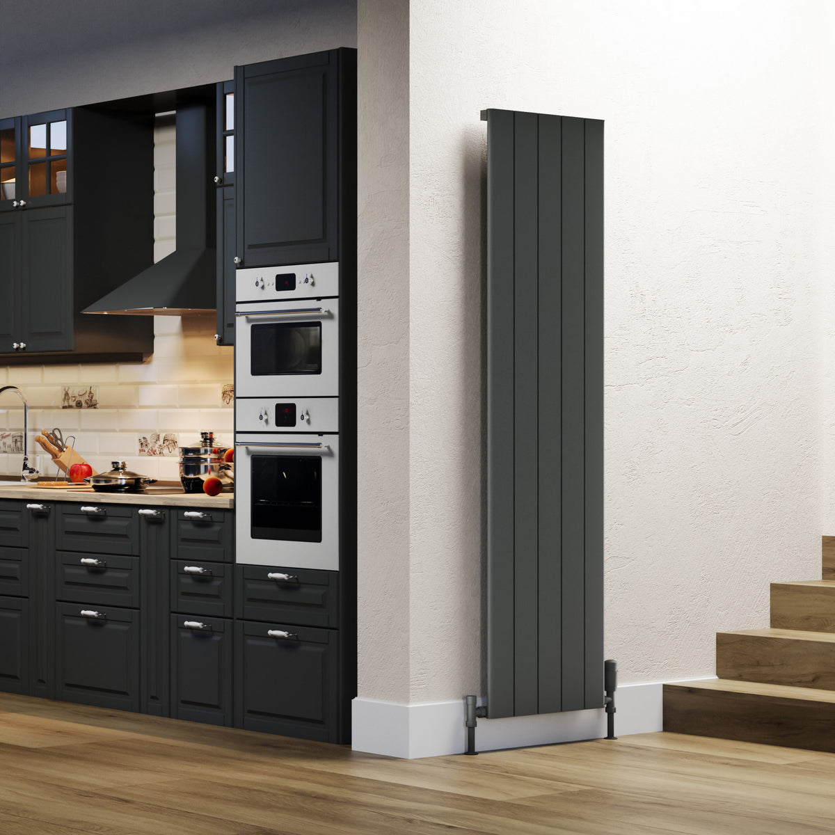 Allora Grey Vertical Aluminium Radiator – Single Panel