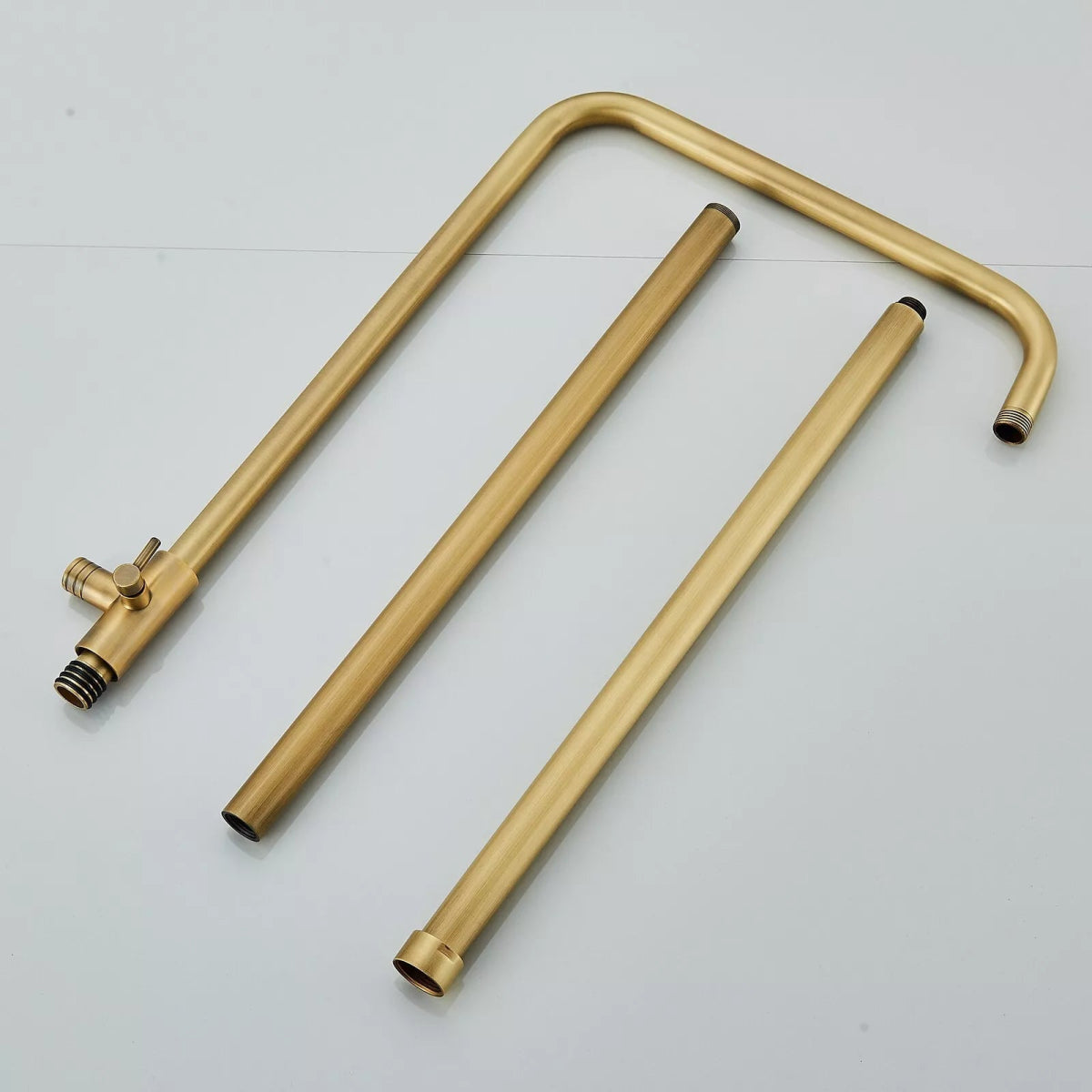 Aquari Antique Brass Exposed Shower Set with 8" Rain Head & Handheld - TILES Paradise
