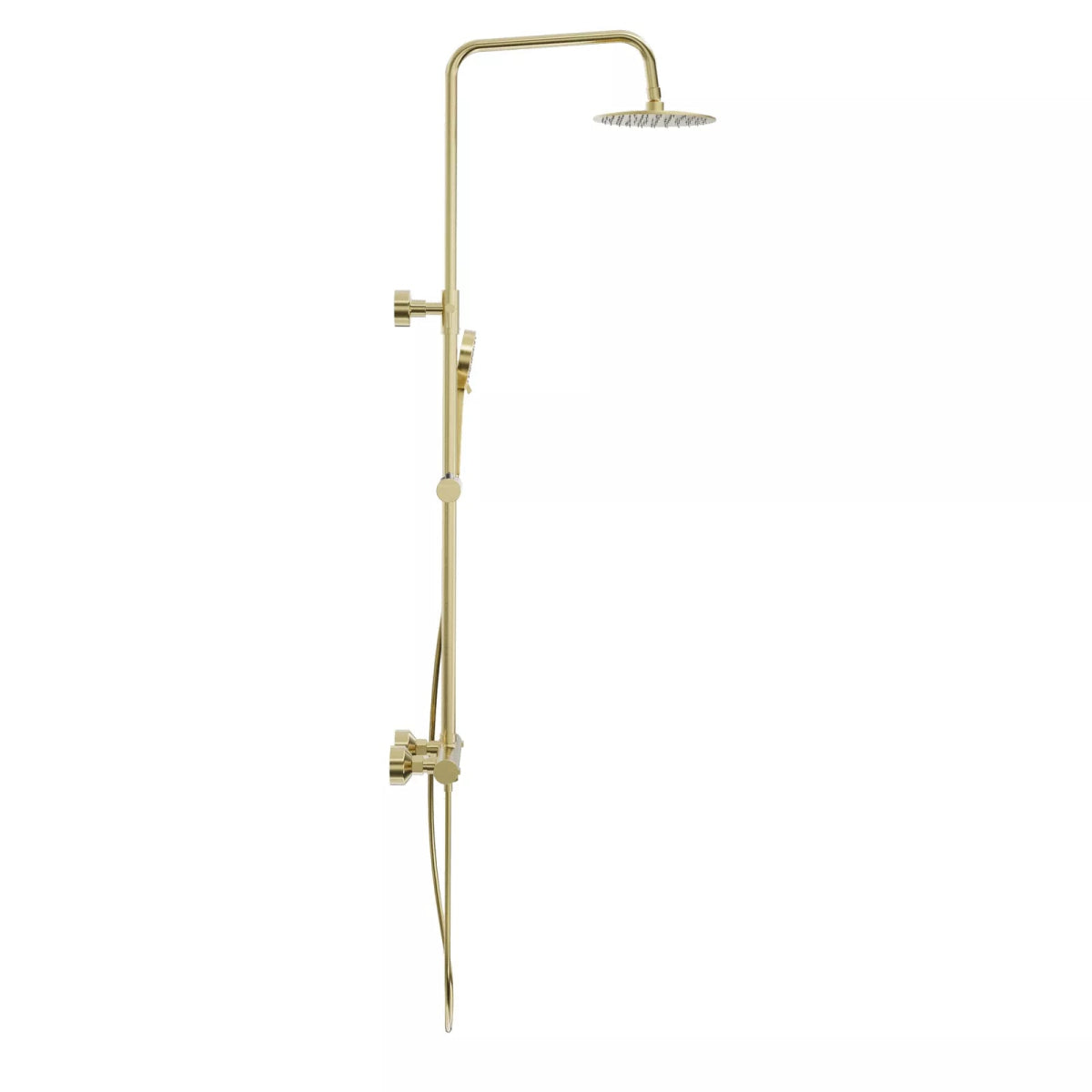 Aquari Brushed Brass Round Thermostatic Shower Set – Fixed Head & Handheld Kit - TILES Paradise