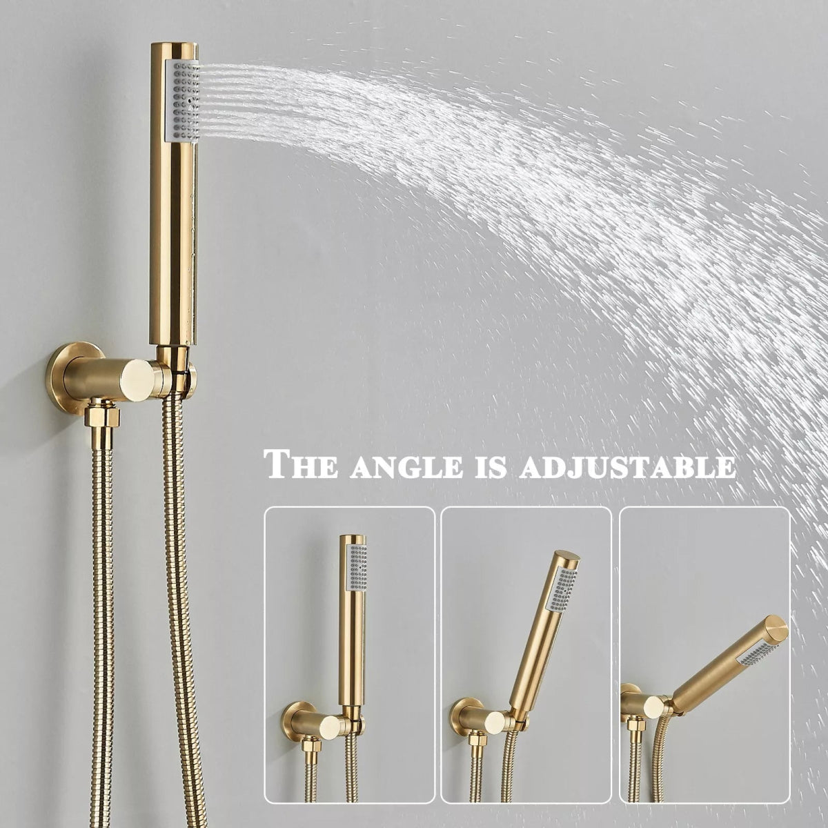 Aquari Brushed Gold 2 - Way Concealed Shower Set with 8" Round Rainfall Head - TILES Paradise