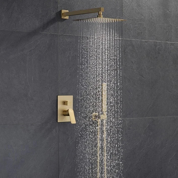 Aquari Gold Concealed Shower Set – 30cm Rainfall Head with Mixer Valve & Handheld Spray - TILES Paradise