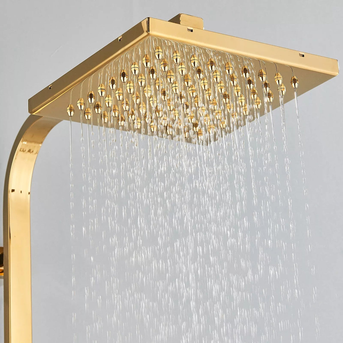Aquari Gold Thermostatic Shower Set with Bath Filler – Twin Square Head & Mixer Valve, Wall Mounted - TILES Paradise