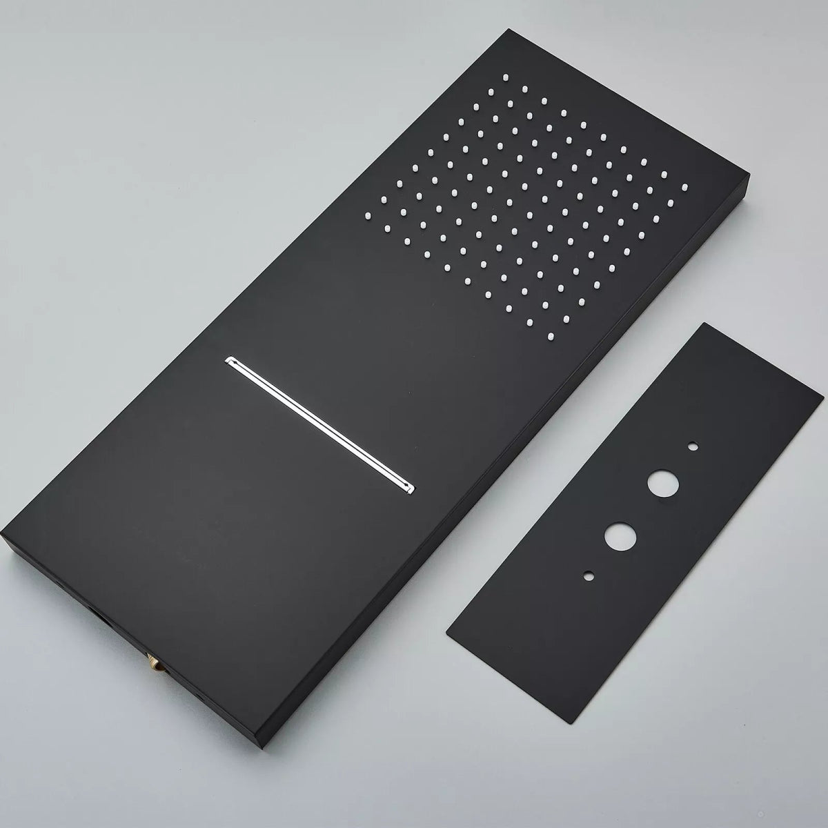 Aquari Matte Black Thermostatic Concealed Shower Set with 22x54cm Rainfall Head & Handheld Spray - TILES Paradise