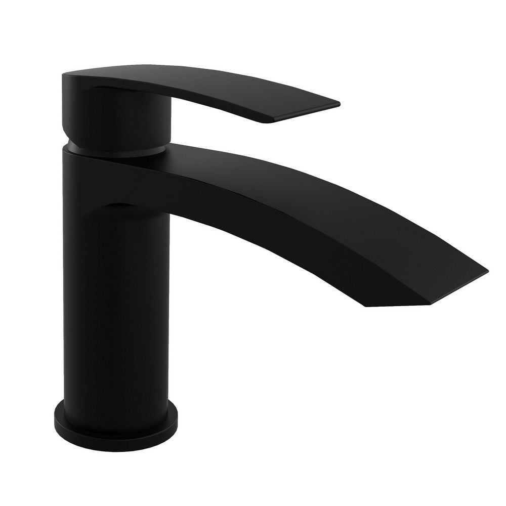 Arcella Matt Black Curved Mono Basin Mixer Tap