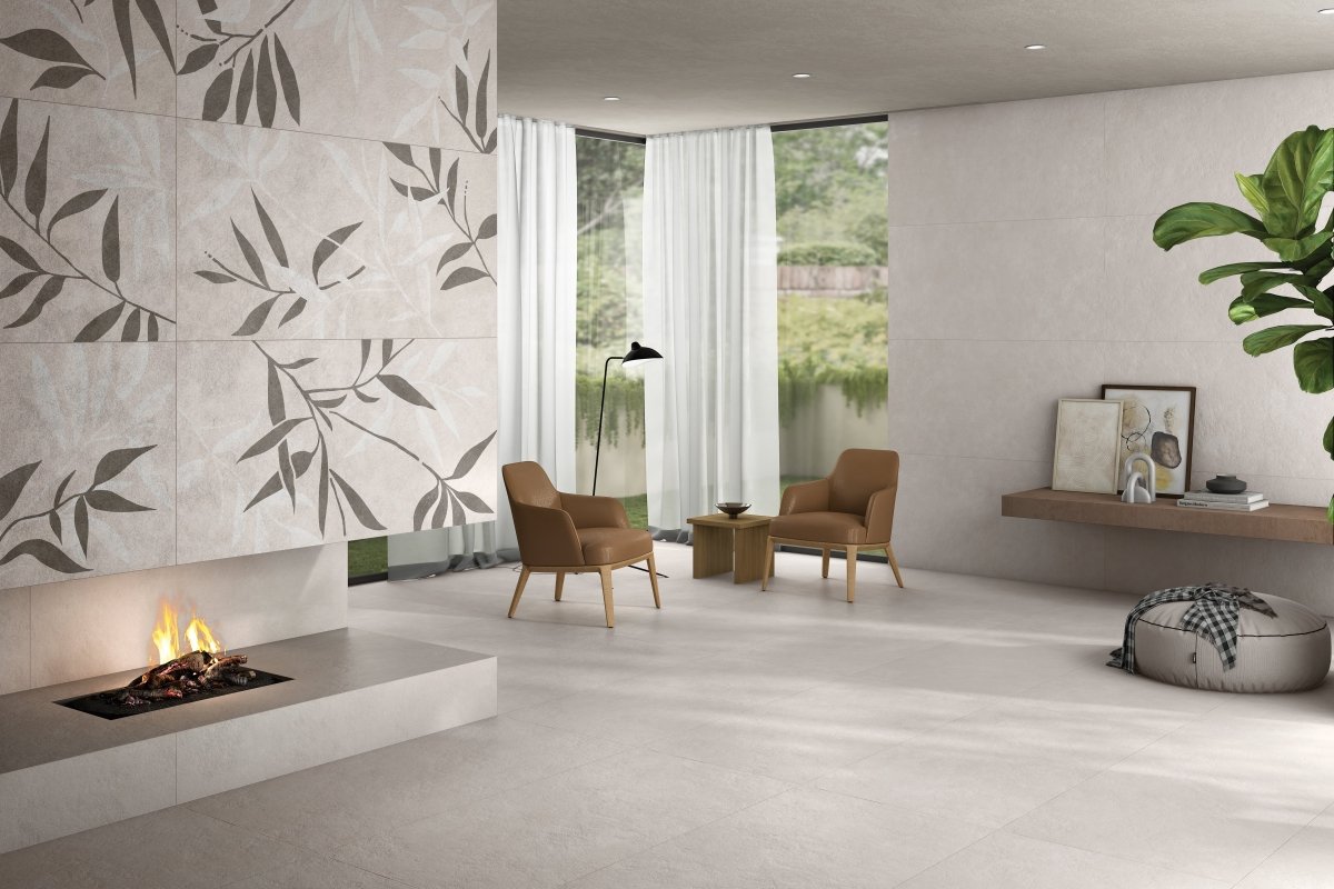 Arctic White Stone Effect Matt Full Body Porcelain 60x120cm Wall & Floor Tile - TILES Paradise