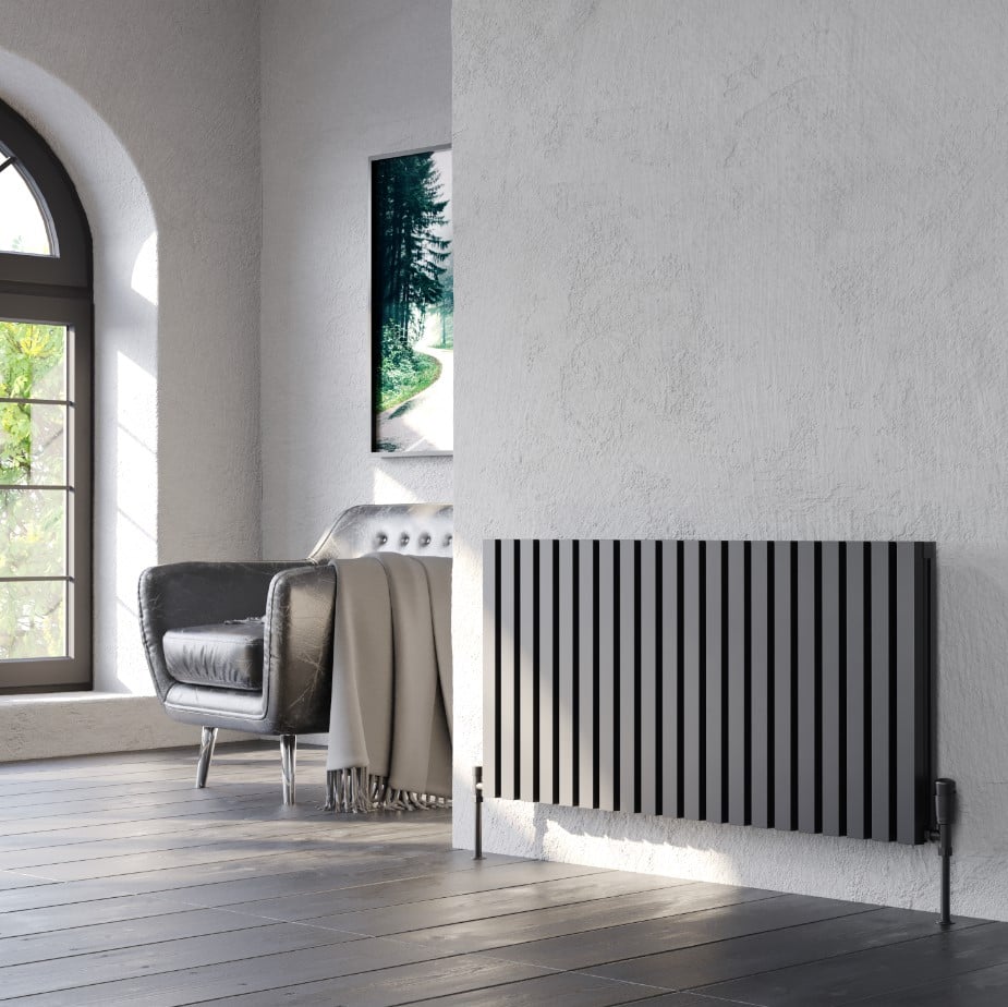 Ardea Black Horizontal Aluminium Radiator – Double Panel