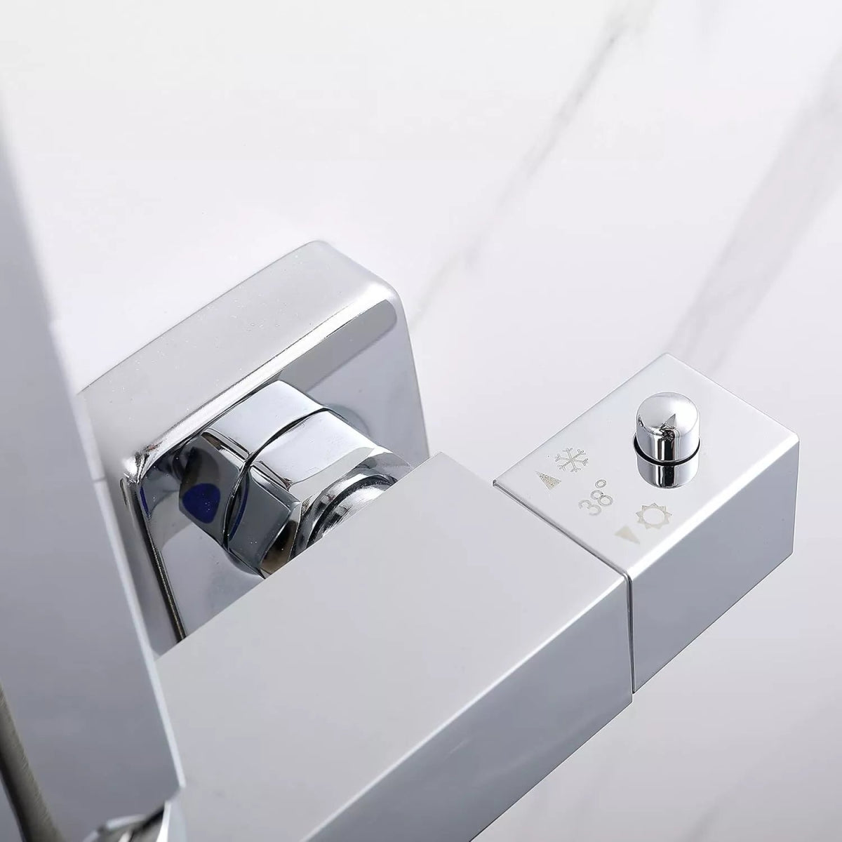 Artiq Streamline 300mm Chrome Thermostatic Shower Set – Twin Head Rainfall & Handheld, Anti - Scald Bar Valve, Adjustable Rail - TILES Paradise