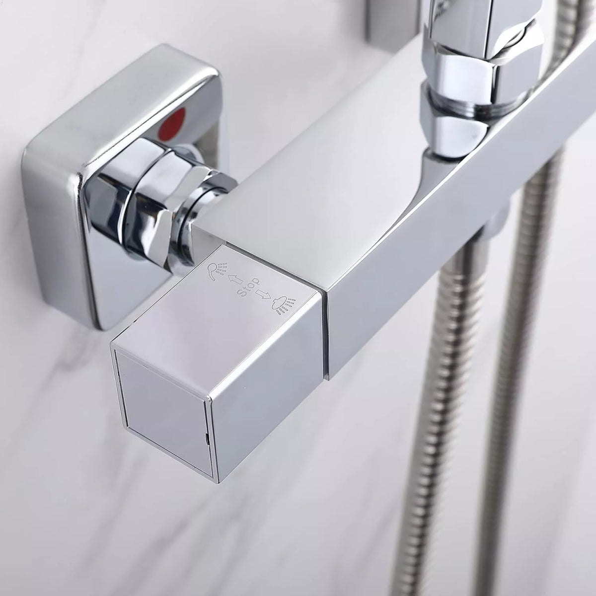 Artiq Streamline 300mm Chrome Thermostatic Shower Set – Twin Head Rainfall & Handheld, Anti - Scald Bar Valve, Adjustable Rail - TILES Paradise