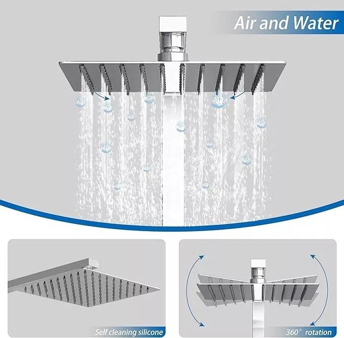 Artiq Streamline 300mm Chrome Thermostatic Shower Set – Twin Head Rainfall & Handheld, Anti - Scald Bar Valve, Adjustable Rail - TILES Paradise