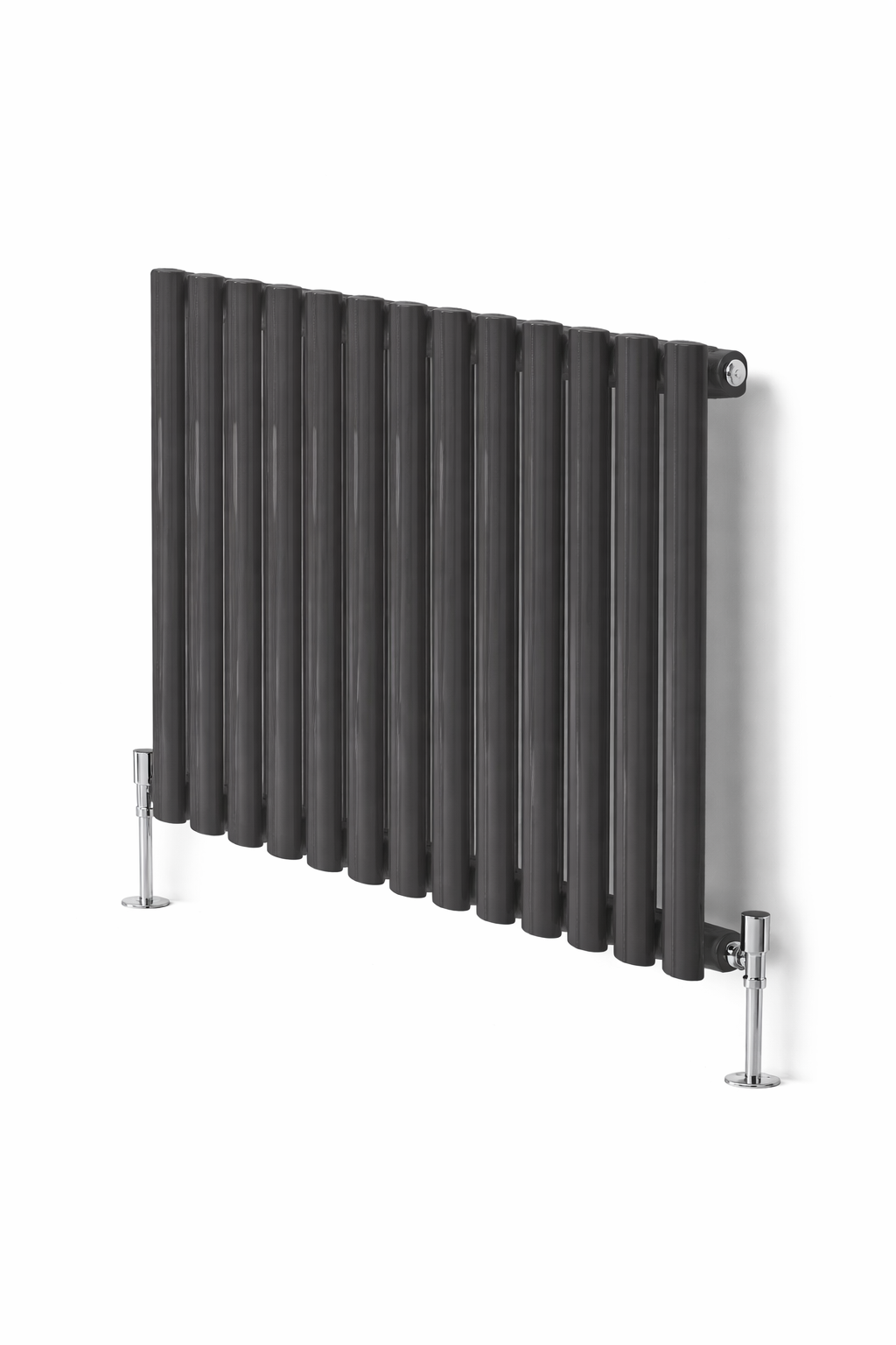 Asola Textured Grey Horizontal Oval Tube Designer Radiator – Double Panel