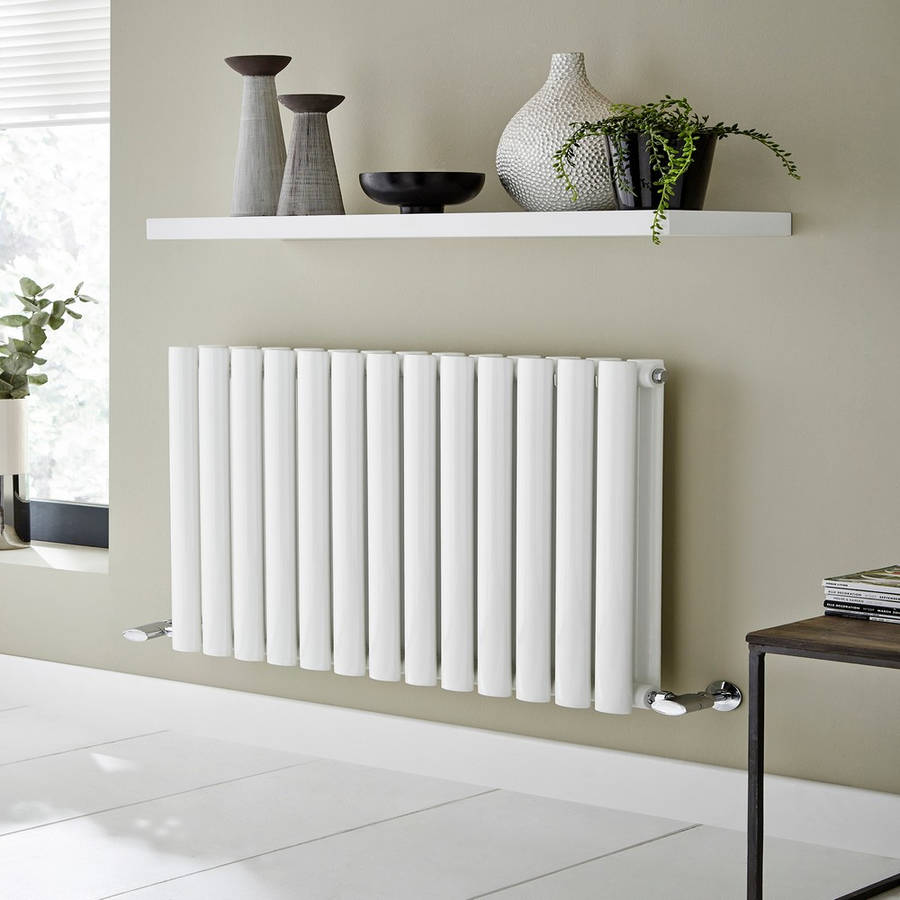 Asola White Horizontal Oval Tube Designer Radiator – Single Panel – 600x780mm