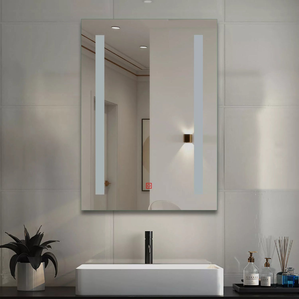 Auralux 600x800mm LED Mirror – Tri - Colour Light, Demister, Shaver Socket, Dimmable, Touch & Wall Switch, IP44 - TILES Paradise