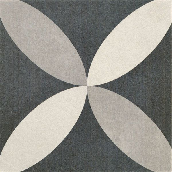 Victorian Petal Grey Matt 20x20cm Patterned Porcelain Wall & Floor Tiles