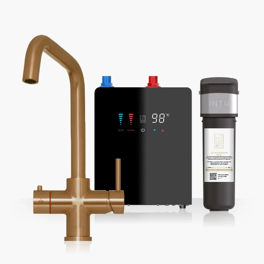 Brewmaster Brushed Copper 4-in-1 Square Boiling Water Tap – Digital 2.4 Litre Tank