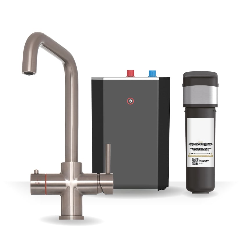 Brewmaster Brushed Nickel 3-in-1 Square Boiling Water Tap – Standard 2.4 Litre Tank