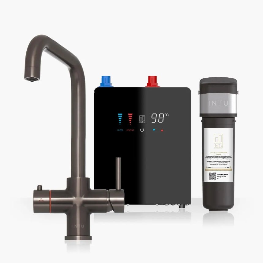 Brewmaster Gunmetal Grey 4-in-1 Square Boiling Water Tap – Digital 4 Litre Tank