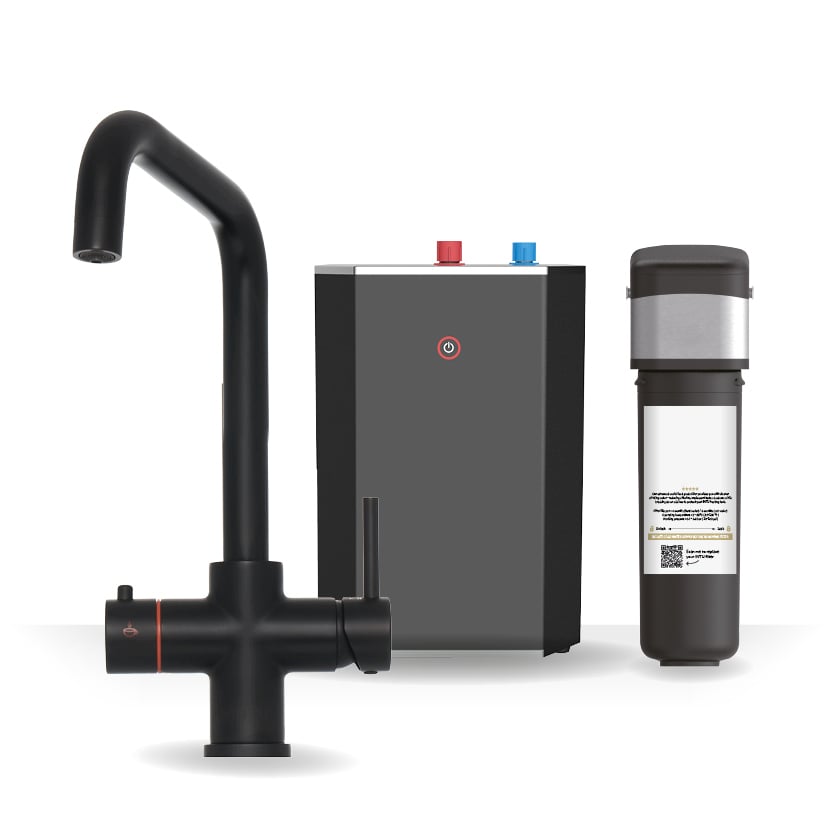 Brewmaster Matt Black 3-in-1 Square Boiling Water Tap – Standard 2.4 Litre Tank