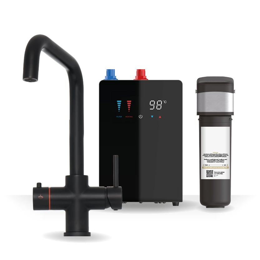 Brewmaster Matt Black 3-in-1 Square Boiling Water Tap – Digital 2.4 Litre Tank