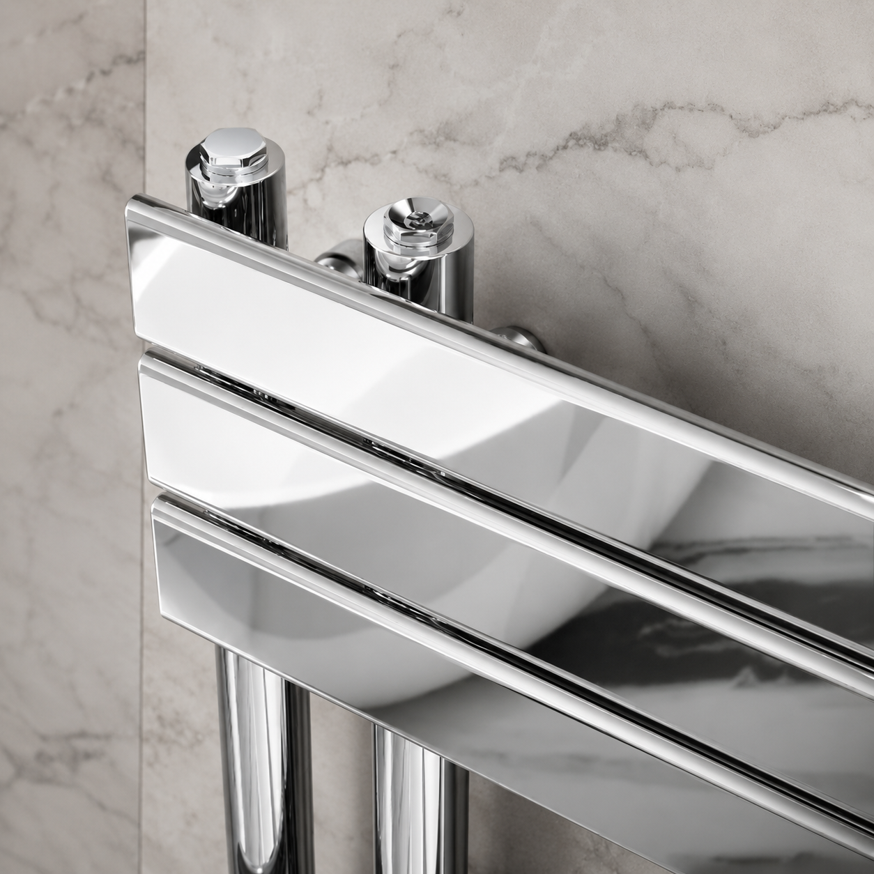 Verano 1200x500mm Chrome Heated Towel Rail – 12 Bar Ladder Radiator, Central Connection