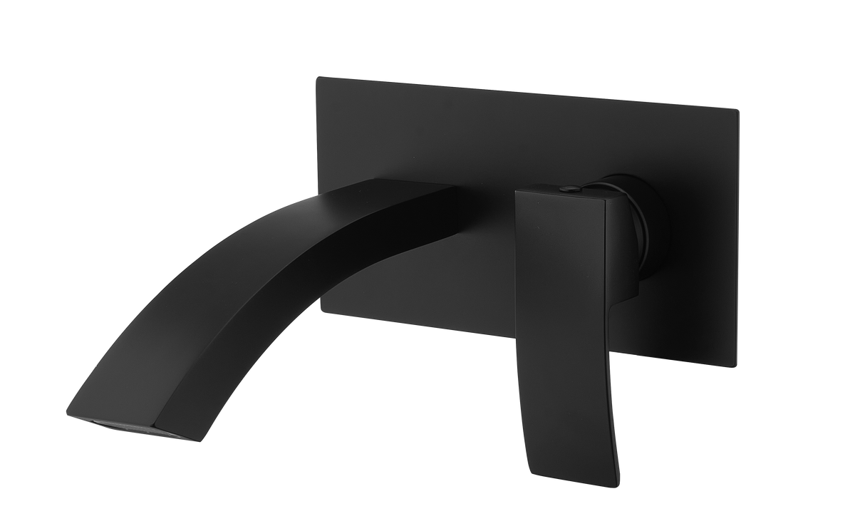 Calvera Matt Black Square Wall Mounted Basin Mixer Tap