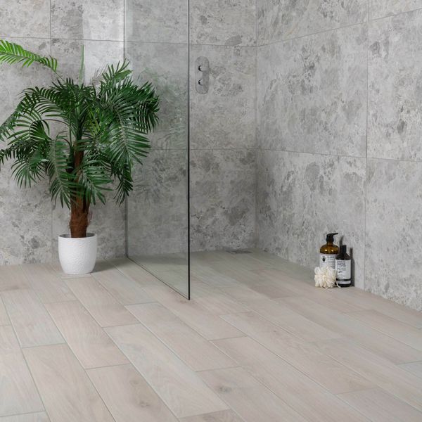 Ruble White Wood Effect Matt 15x90cm Porcelain Wall and Floor Tile