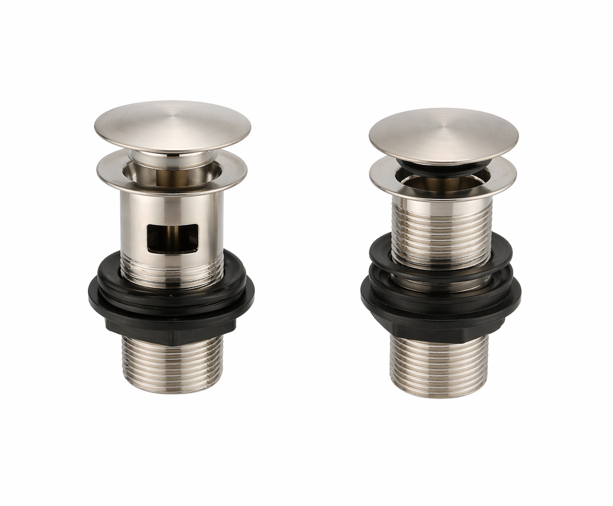 Click Clack Basin Waste – Brushed Nickel – Slotted (basin with overflow)