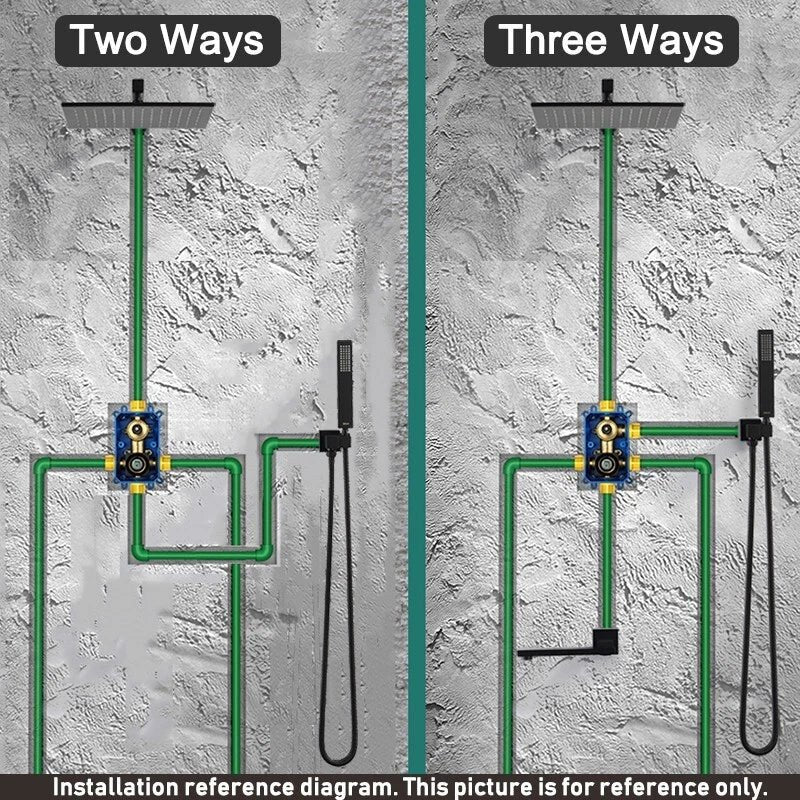 Drexon Black Concealed Shower Mixer Set – Square Rain Head & Handheld, Thermostatic Valve, Matte Finish - TILES Paradise