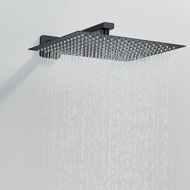 Drexon Black Concealed Shower Mixer Set – Square Rain Head & Handheld, Thermostatic Valve, Matte Finish - TILES Paradise