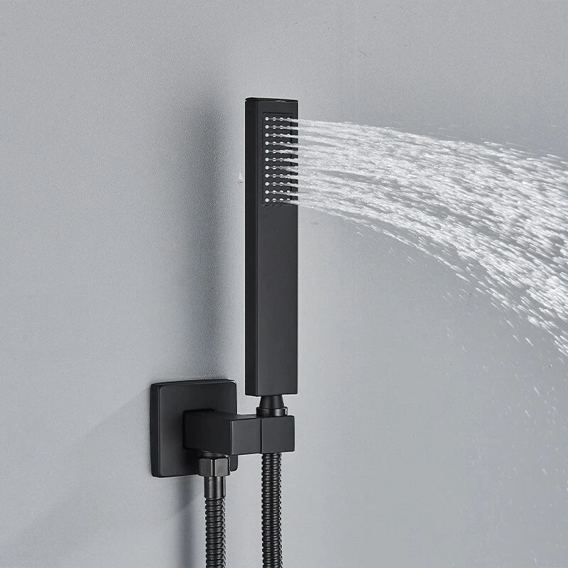 Drexon Black Concealed Shower Mixer Set – Square Rain Head & Handheld, Thermostatic Valve, Matte Finish - TILES Paradise
