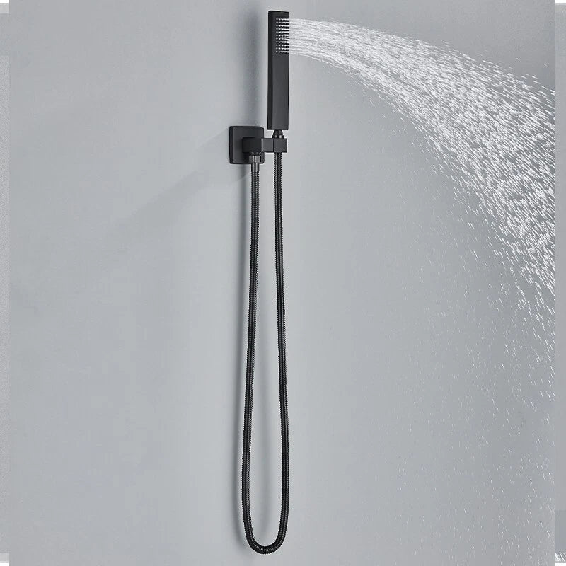 Drexon Black Concealed Shower Mixer Set – Square Rain Head & Handheld, Thermostatic Valve, Matte Finish - TILES Paradise