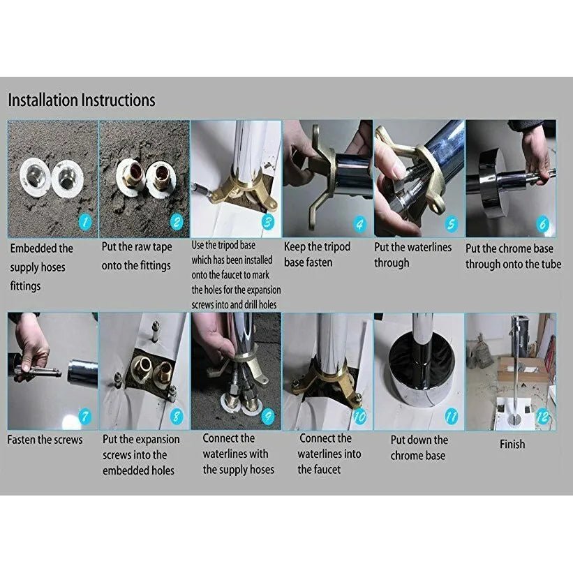 Drexon Black Square Waterfall Freestanding Bath Mixer Tap with Handheld Shower – Floor Mounted - TILES Paradise