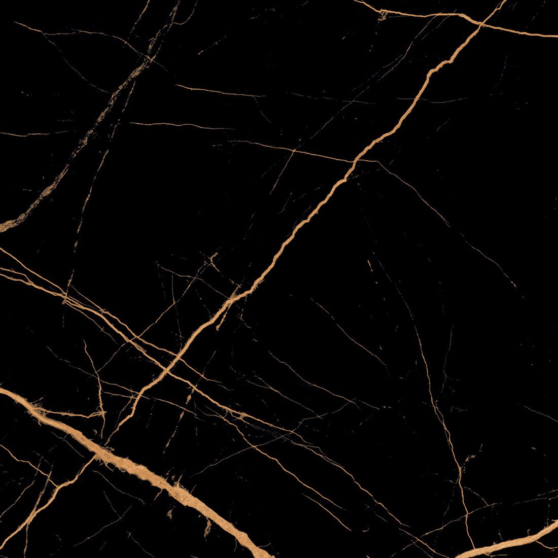 Epitome Black & Gold High Gloss Porcelain 60x60cm Kitchen Bathroom Wall & Floor Tile - TILES Paradise