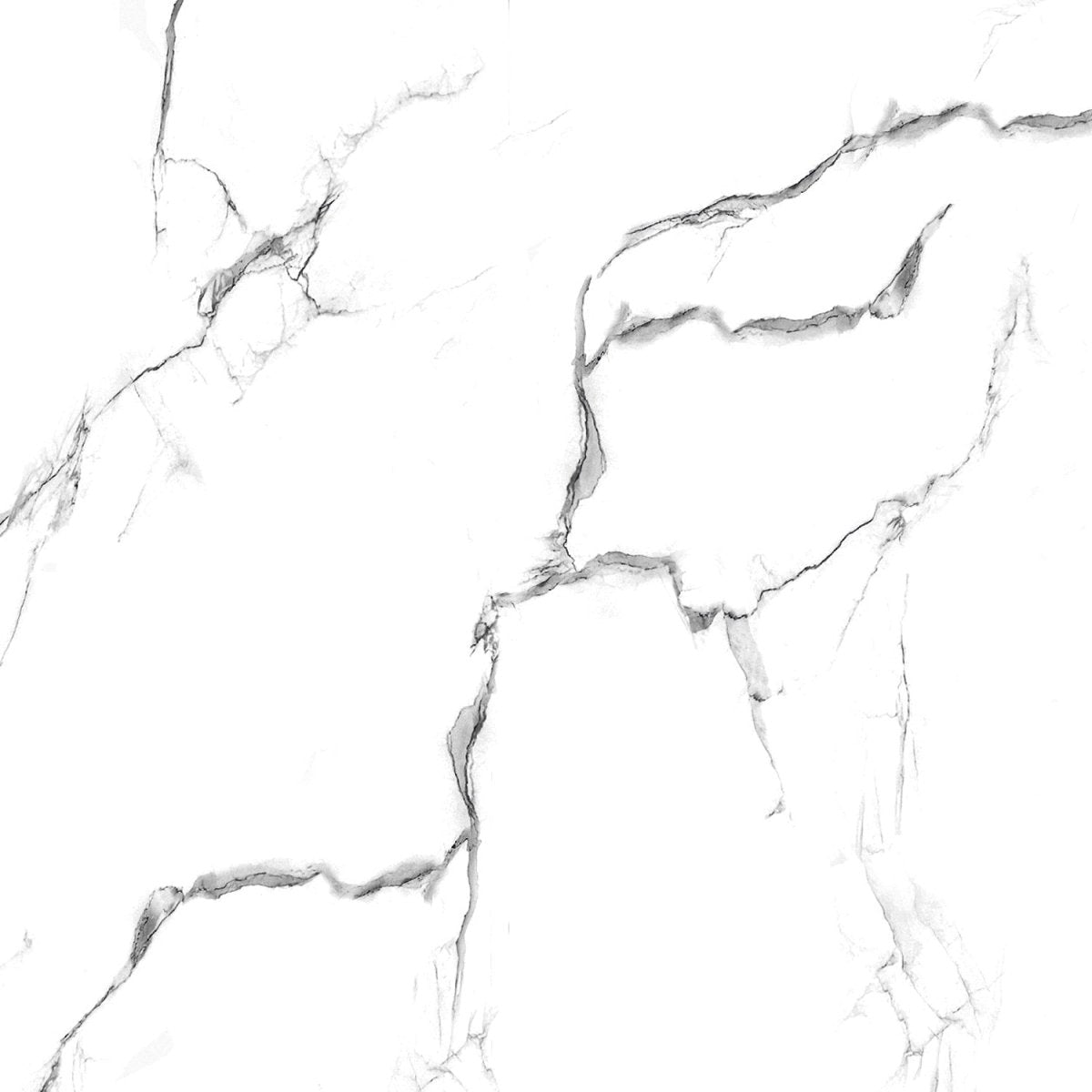 Eternal Elegance Carrara Marble Effect Polished Porcelain 60x60cm Wall and Floor Tile - TILES Paradise