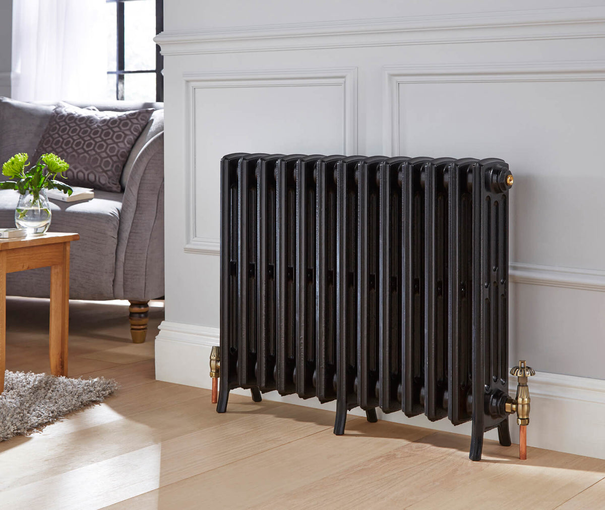Ferrano Grey Primer 6 Column Cast Iron Radiator – 485mm High – 17 sections (1020mm wide)