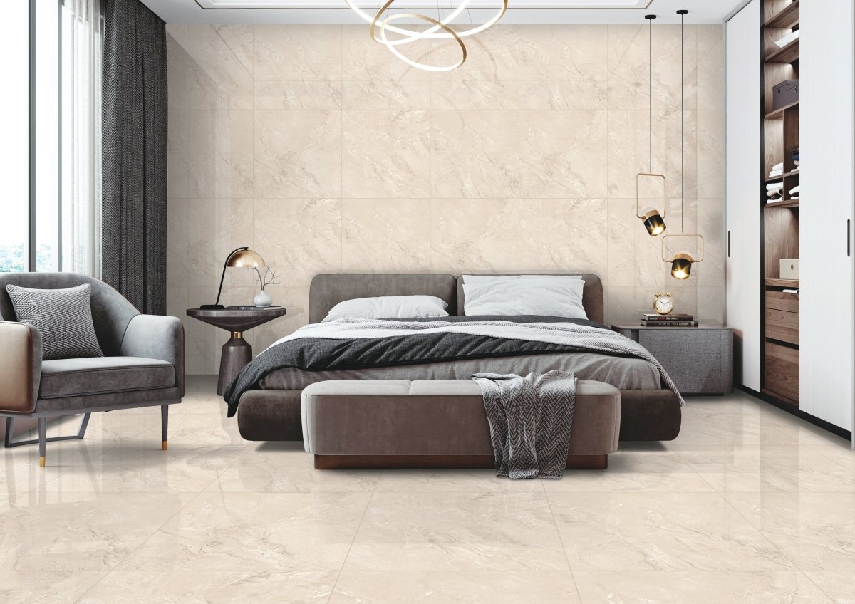 Florence Beige Polished Porcelain 60x60cm Wall & Floor Tile - TILES Paradise