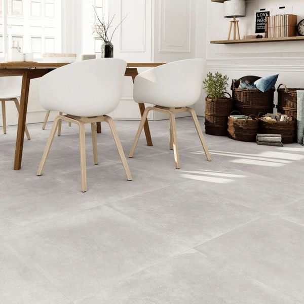 Gainsboro Grey Matt Concrete Effect 60.5x60.5cm Porcelain Wall and Floor Tile
