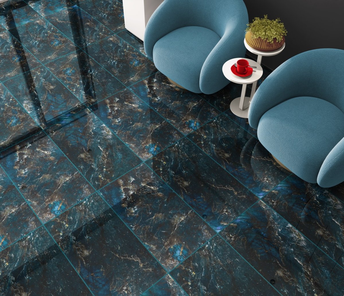 Galaxy Sky Blue Onyx Polished Porcelain 60x120cm Wall & Floor Tile - TILES Paradise